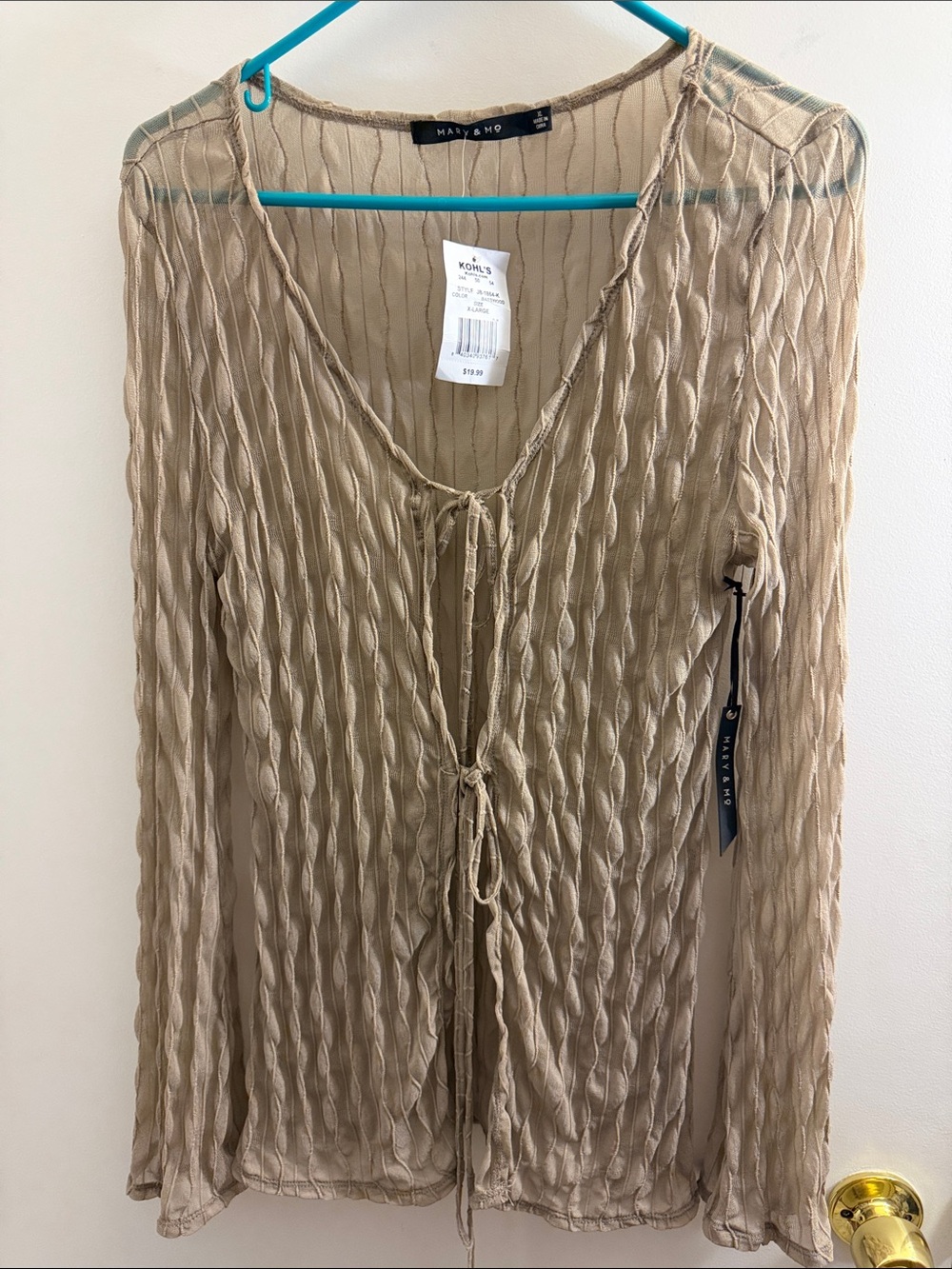 Kohl's Mar & Mo Tan Ribbed Shear Cardigan